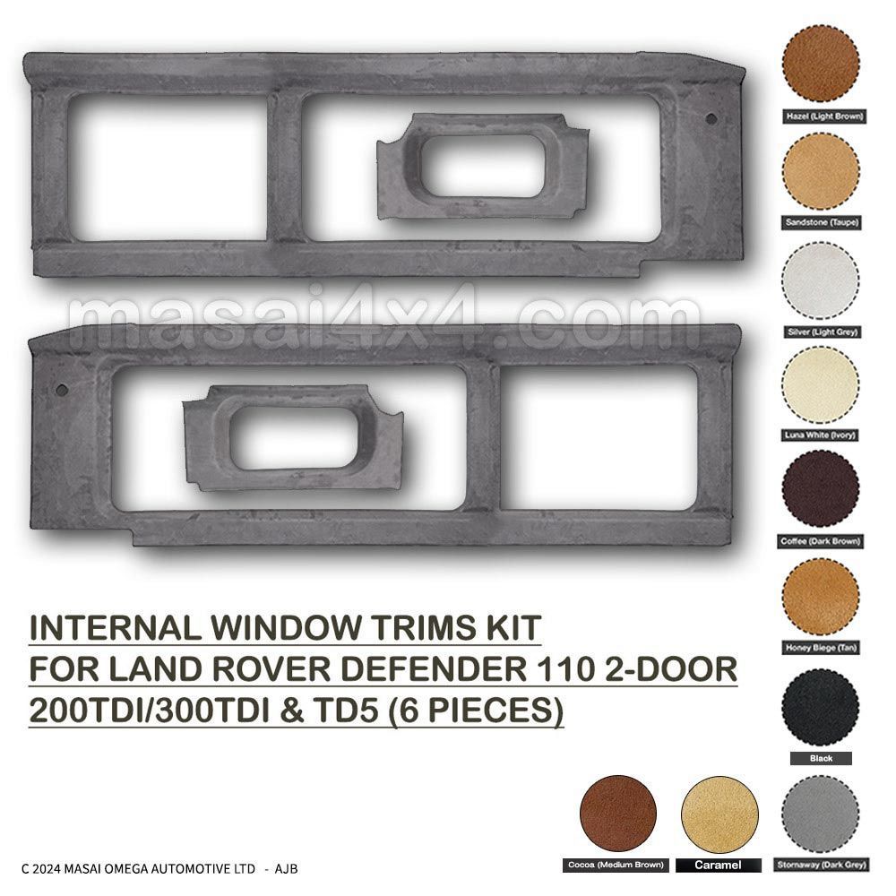 Internal Window Trims Kit for Land Rover Defender 110 2-Door - Masai Covered for use with Panoramic windows