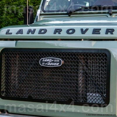 Masai Front Upper Grille - Wire Mesh Stainless Steel - for Defenders With or Without AirCon - Black or Silver Finish Masai Front Upper Grille - Wire Mesh Stainless Steel - for Defenders With or Without AirCon - Black or Silver Finish