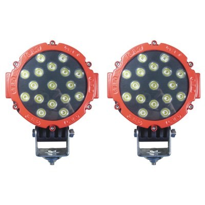 Pair of 3700 Lumens 51 Watts 7 Pair of 3700 Lumens 51 Watts 7" LED Driving Lights - Black/Red FLOOD