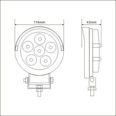 18 Watts 4" Round Work Light 6 Epistar LEDs - Flood Beam