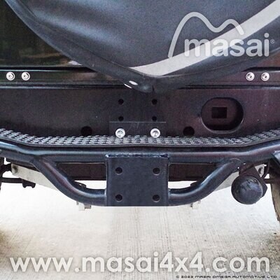 NAS Rear Step - UK version with holes for fitting Towing Ball (for Defender 90/110) - Zinc Plated & Powder Coated