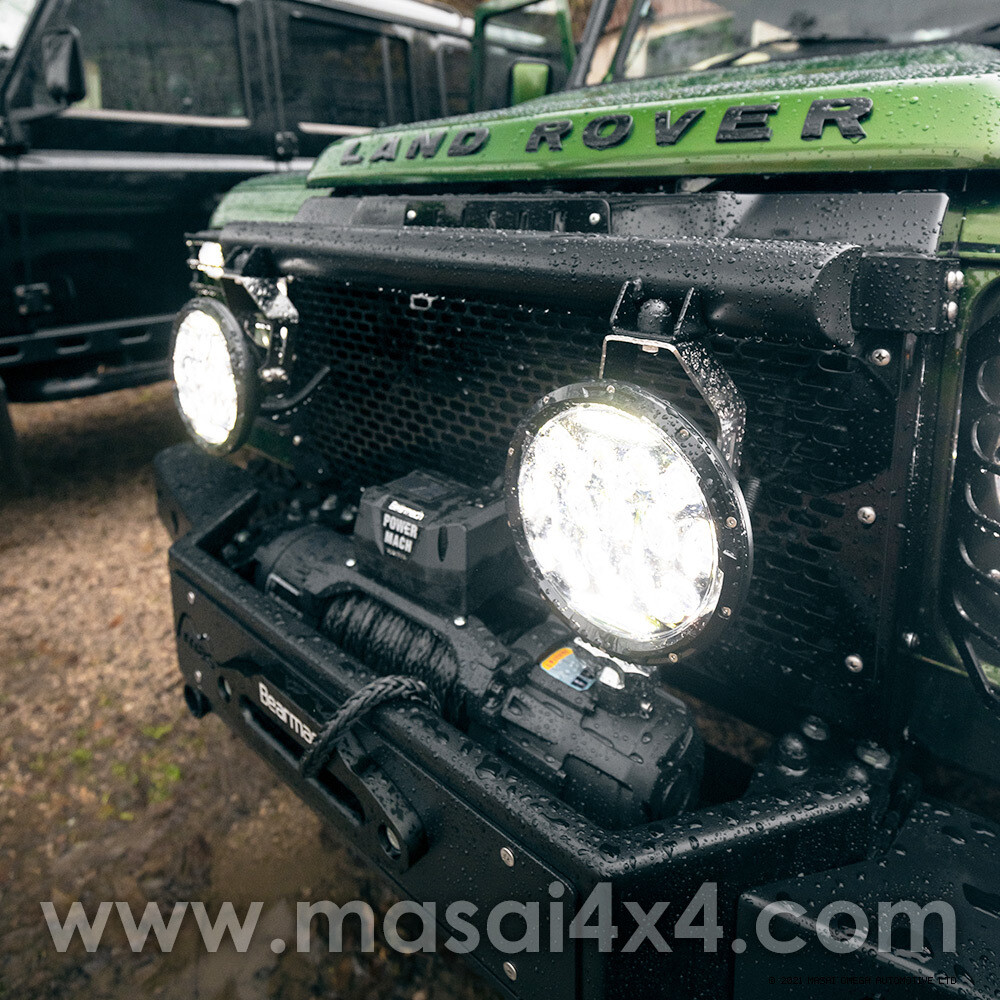 Grille Light Bar for Land Rover Defender - Black (Zinc Coated) - Fits Aircon &amp; Non-Aircon