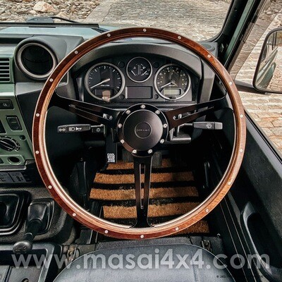 Evander Beech Wood 17 Evander Beech Wood 17" Steering Wheel & Slim Boss Kit - for Defenders with 36 or 48 Spline (Black spokes and centre)