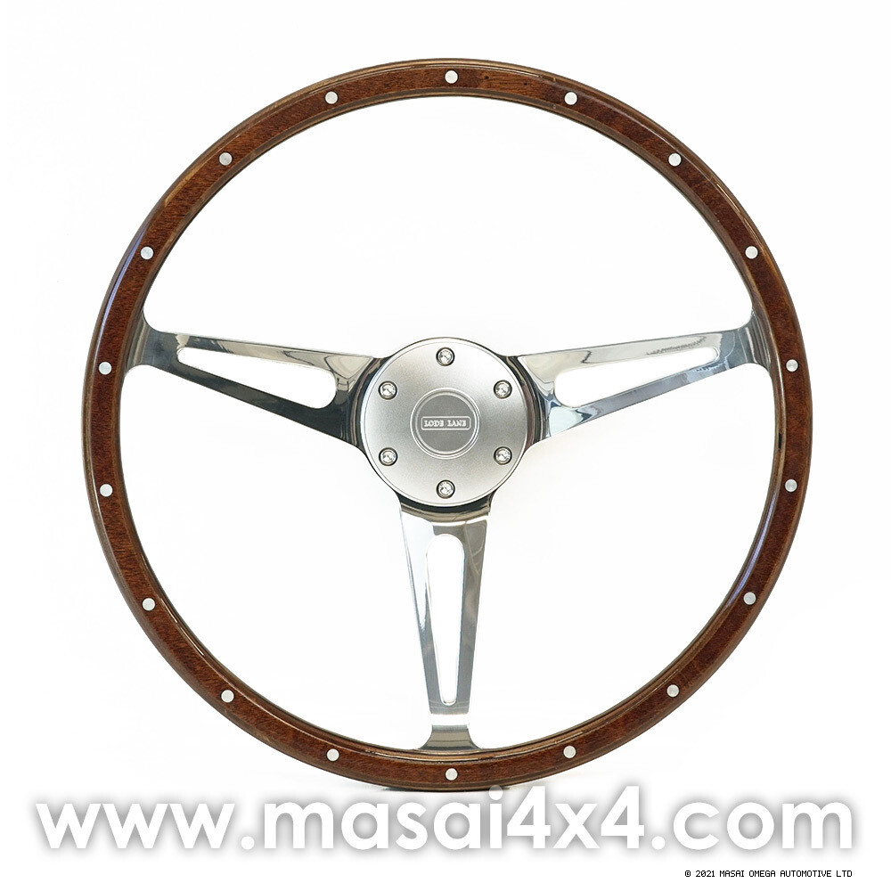 Evander Beech Wood 15 Evander Beech Wood 15" Steering Wheel & Slim Boss Kit - for Defenders with 36 or 48 Spline (Chrome spokes and centre)