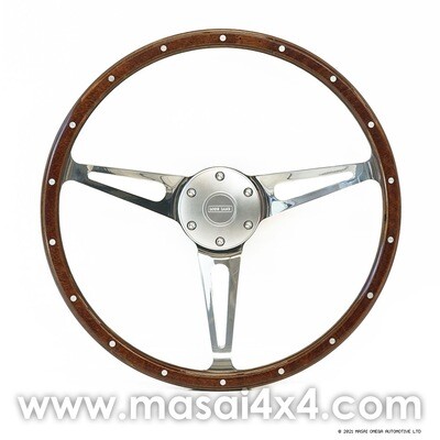 Evander Beech Wood 15 Evander Beech Wood 15" Steering Wheel & Slim Boss Kit - for Defenders with 36 or 48 Spline (Chrome spokes and centre)