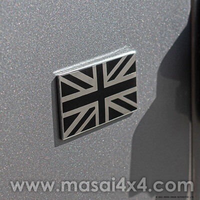 Self Adhesive Black & Chrome Union Jack Badge
