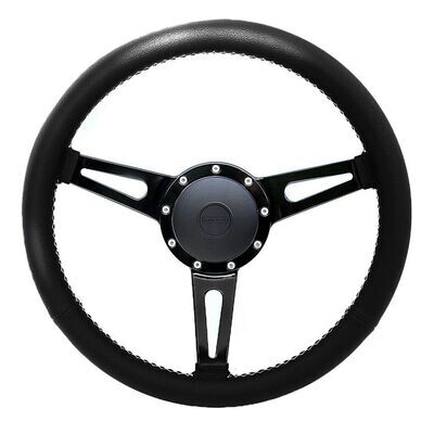 Williams 15 Williams 15" Leather Steering Wheel & Slim Boss Kit - for Defenders with 48 Splines (Black)