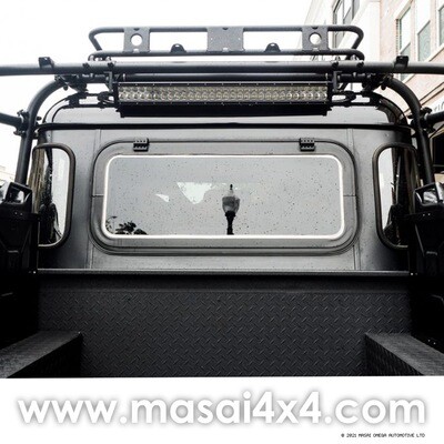 Dark Tint Camper-Style Rear Window for Defender Crew Cab - 963mm x 419mm.