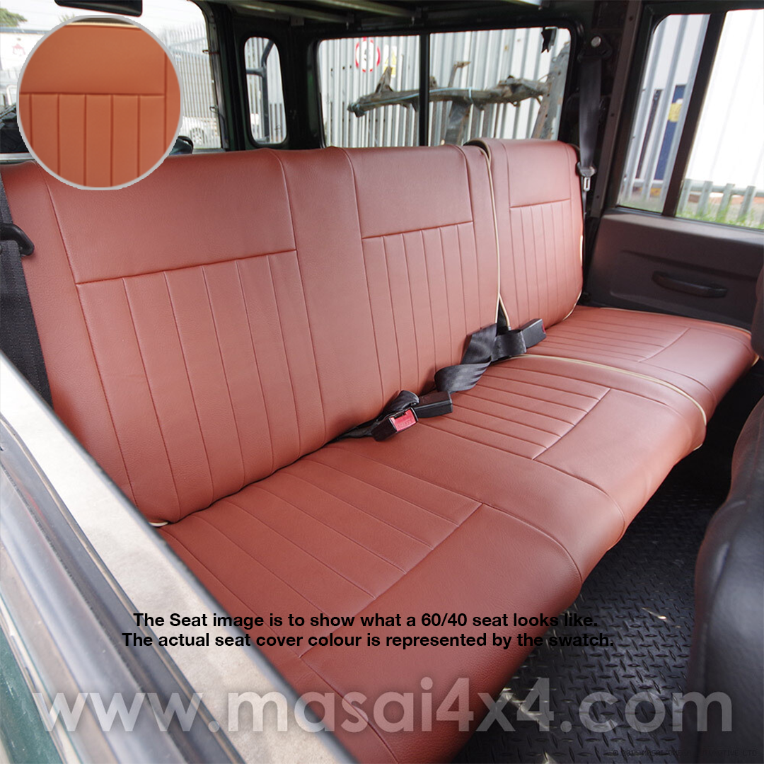 Middle Row Seat Covers for Land Rover Defender TD5, 200TDI & 300TDI - Flute style with Piping, Type: 60/40 seat covers, Colour Style: Tan with Cream Piping