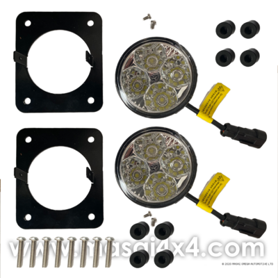 Pair of Daytime Running Lights - Round 4-LED CREE & Bumper Bracket for Masai Tubular Bumper Pair of Daytime Running Lights - Round 4-LED CREE & Bumper Bracket for Masai Tubular Bumper