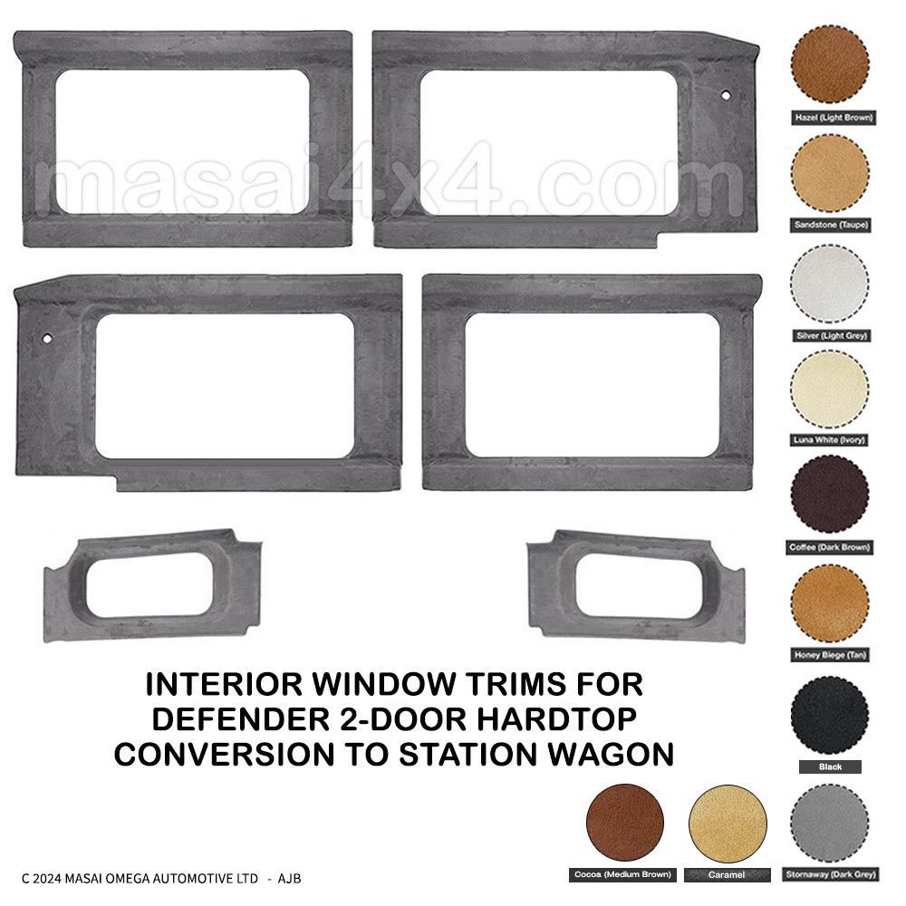Interior Window Trims for Defender 2 Door Hardtop Conversion to Station Wagon - Masai Covered (Special Order)