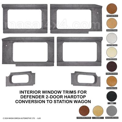 Interior Window Trims for Defender 2 Door Hardtop Conversion to Station Wagon - Masai Covered (Special Order) Interior Window Trims for Defender 2 Door Hardtop Conversion to Station Wagon - Masai Covered (Special Order)