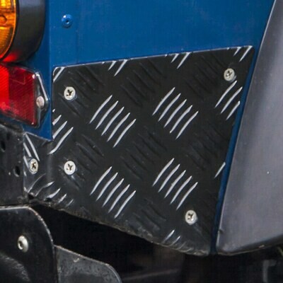 Corner Plates - 3mm Aluminium Chequer Plate for Land Rover Defender 90 and 110 Corner Plates - 3mm Aluminium Chequer Plate for Land Rover Defender 90 and 110
