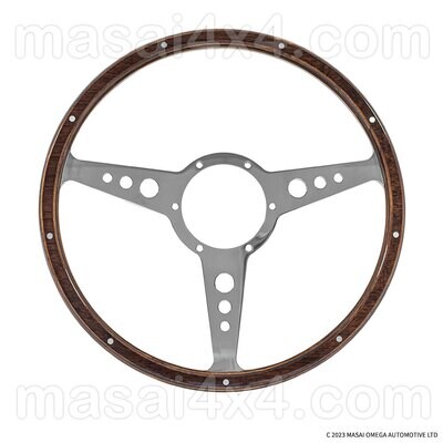 Mountney 15 Mountney 15" Classic Steering Wheel for Defenders - Riveted Medium Brown Wood Trim