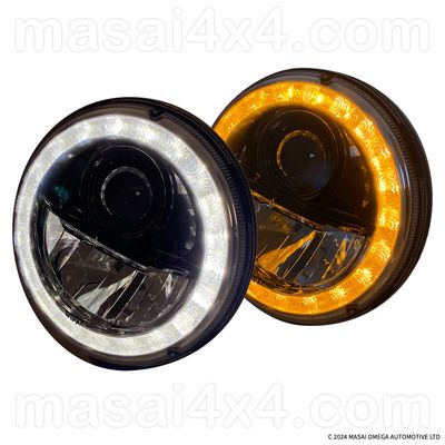Pair of WIPAC 7" LED Headlights with Integral Indicators and DRLs