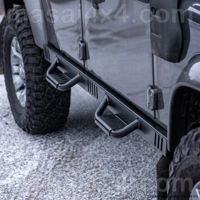 Shark Fin Side Step and Tree Slider for Defender 110 - Pair Shark Fin Side Step and Tree Slider for Defender 110 - Pair