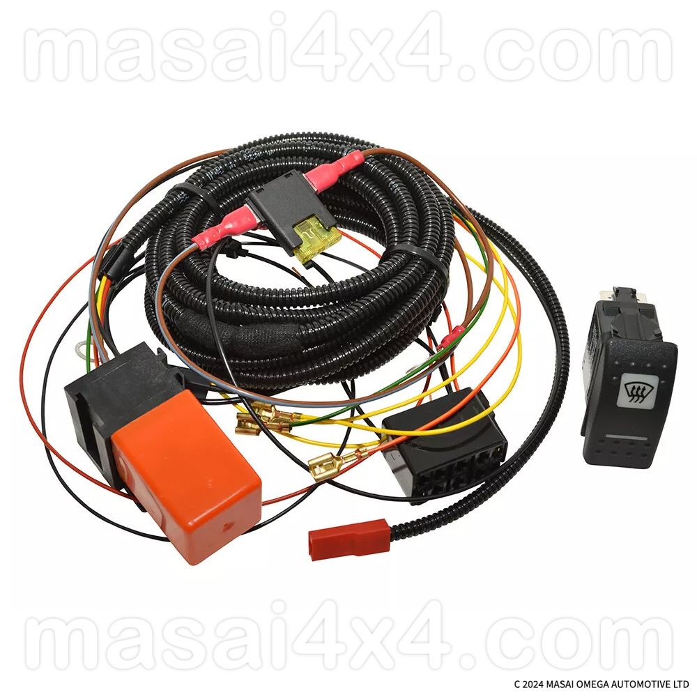 Heated Windscreen Wiring Kit with Switch for Land Rover Defender Heated Windscreen Wiring Kit with Switch for Land Rover Defender, Switch Type: Carling Contura Switch (up to 2002)