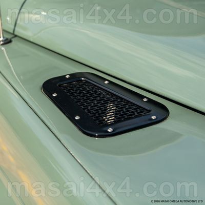 Masai 3-Piece Intake Billet Aluminium Side Vent Grille and Wing Top Vent Set - Defender 90/110 300TDI/TD5/Puma - 8mm Black Unbranded