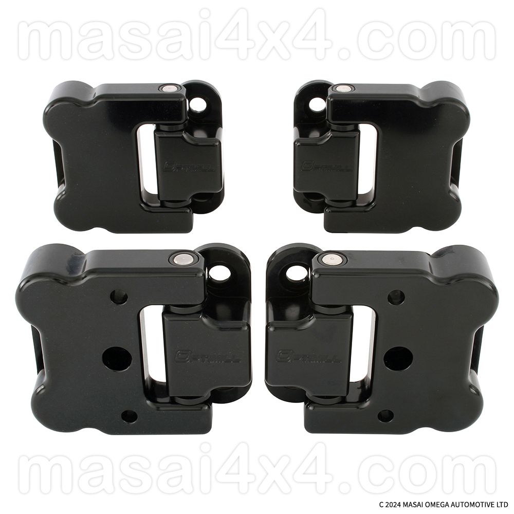 Optimill Security Front Door Hinges for Land Rover Defender 90/ 110 2-Door - Black