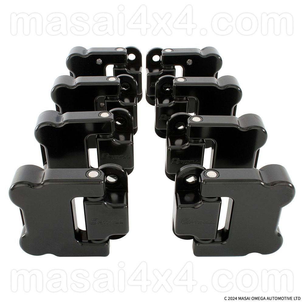 Optimill Security Front &amp; 2nd Row Door Hinge Kit for Land Rover Defender 110 4-Door - Black