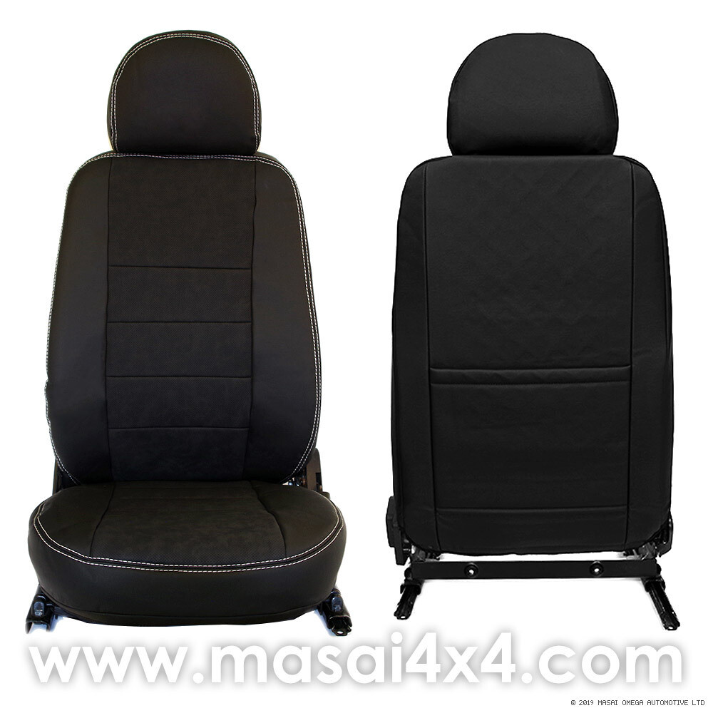 Seat Covers for Land Rover Defender 90/110 PUMA/TDCi (07-16) - Deluxe Style Seat Covers for Land Rover Defender 90/110 PUMA/TDCi (07-16) - Deluxe Style, Seat covers required (buy separately): Front Seats (Pair), Colour Style:: Black with White Stitch