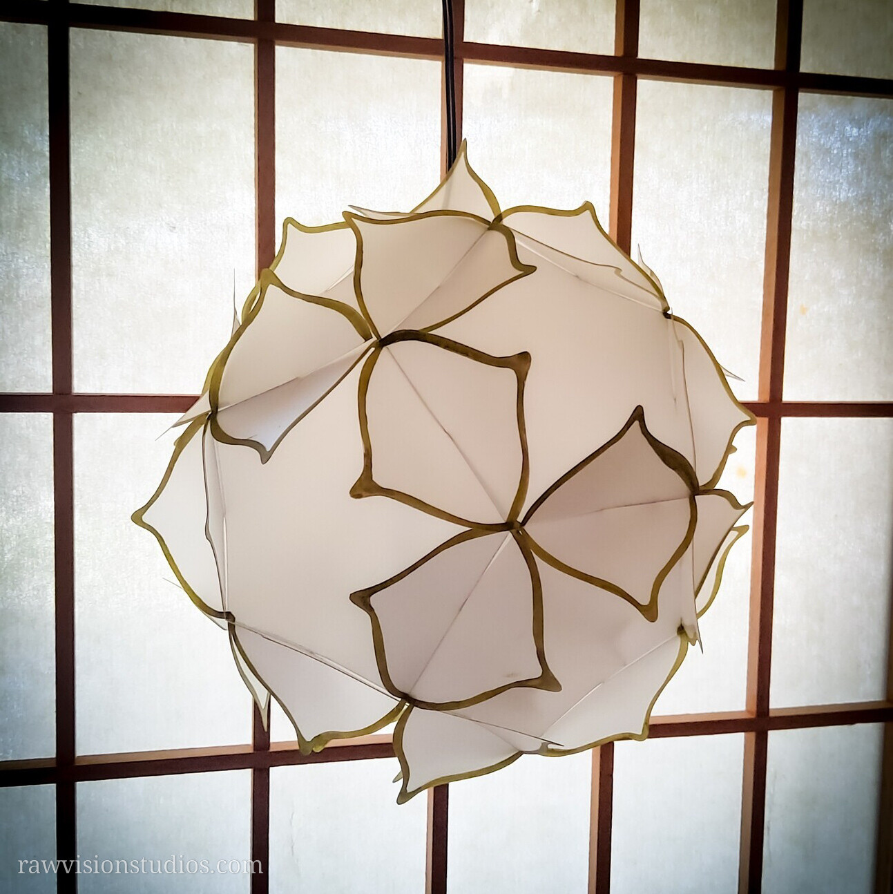 Recycled Golden Lotus Pendant Lamp