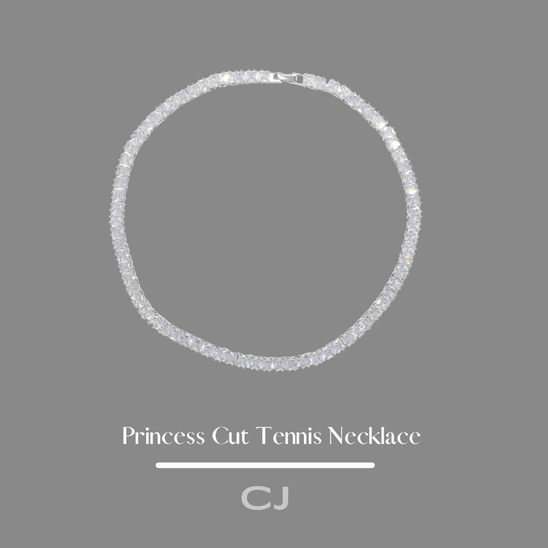 Princess Cut Tennis Necklace
