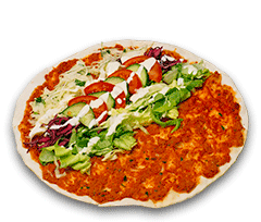 Lahmacun klassik türkische Pizza mit Salat & Soße