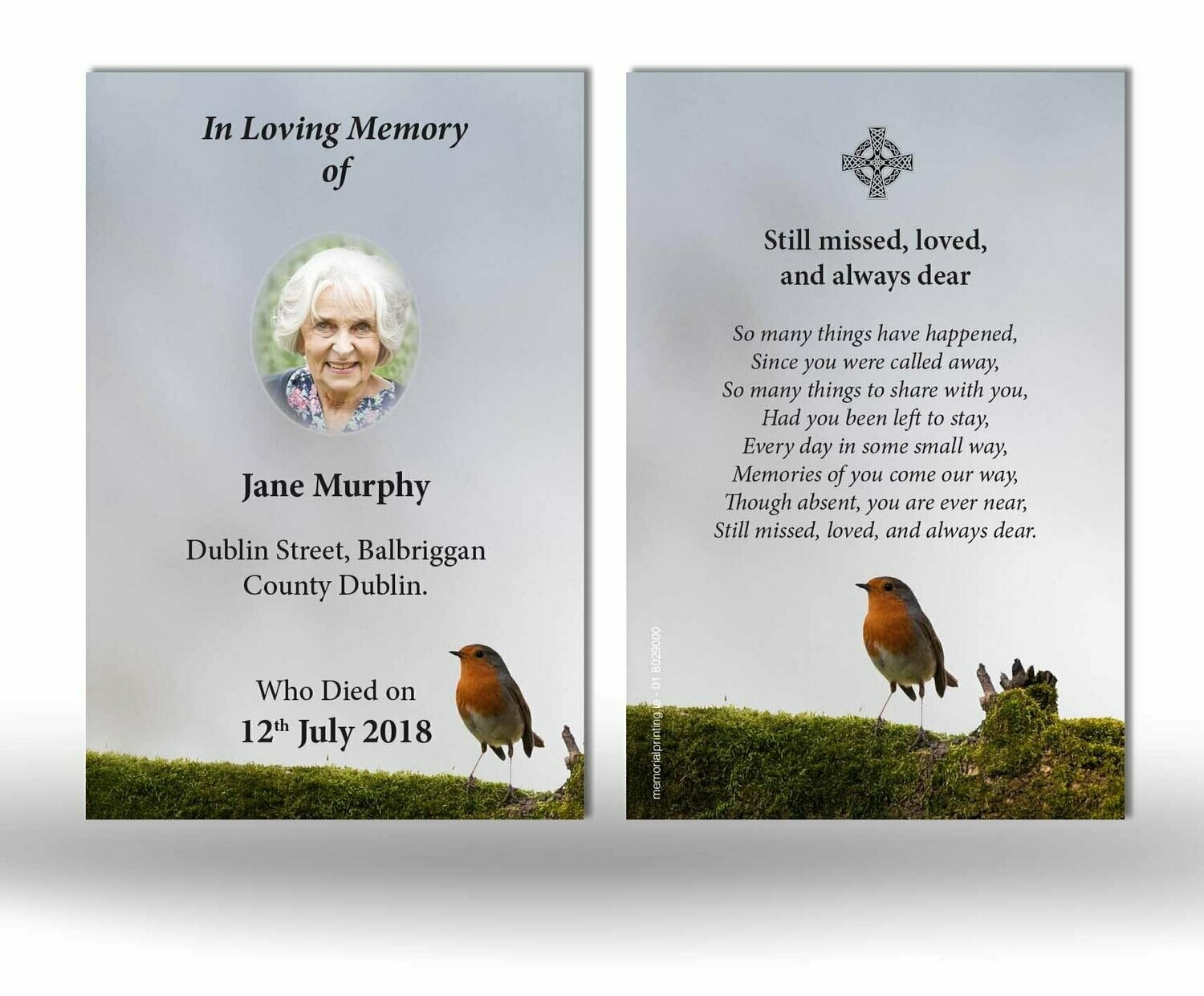 Robin Memorial Wallet Card- NFAN.02
