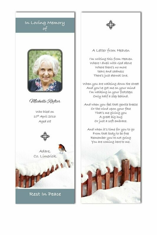 Robin Red Breast Memorial Bookmark NF AN 05