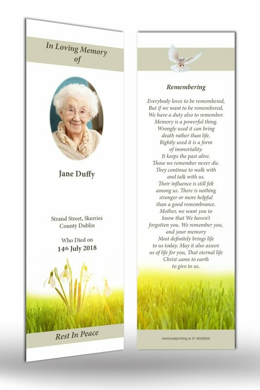 Snow Drop Memorial Bookmark NF IF 14