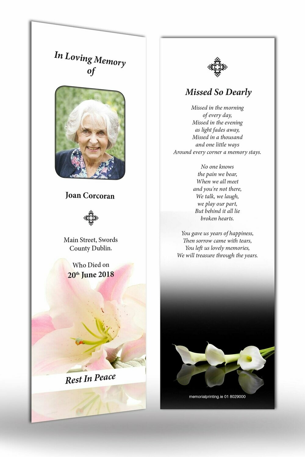 Lilly Flower Memorial Bookmark NF IF 15