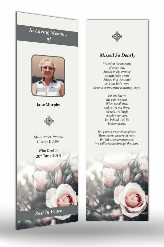 Pink Rose Memorial Bookmark NF IF 13
