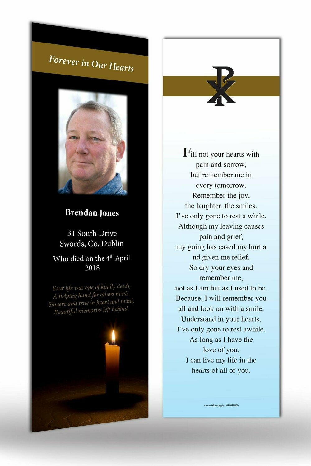 Candle Memorial Bookmark RT RE 12