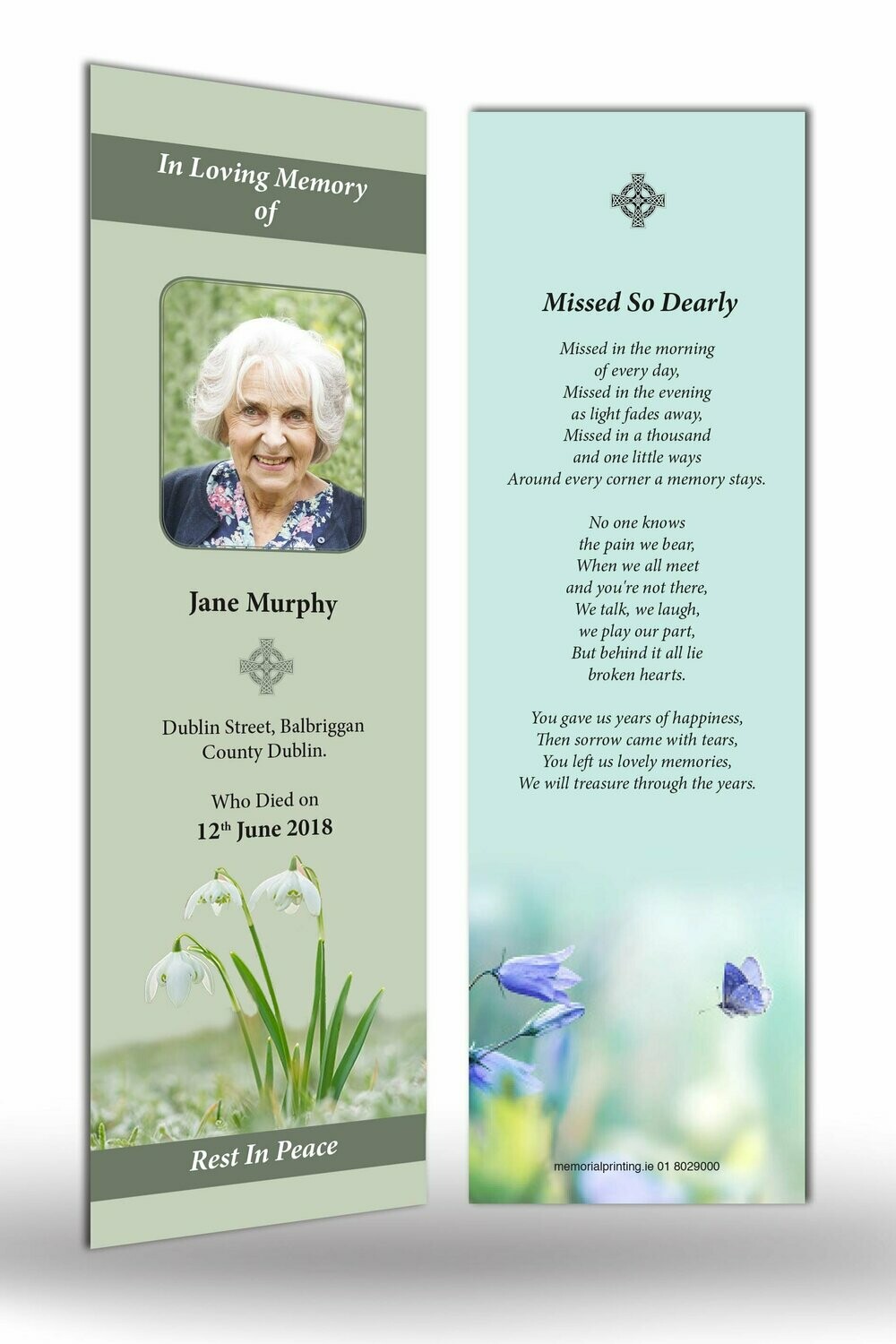 Snow Drops Memorial Bookmark NF IF 08