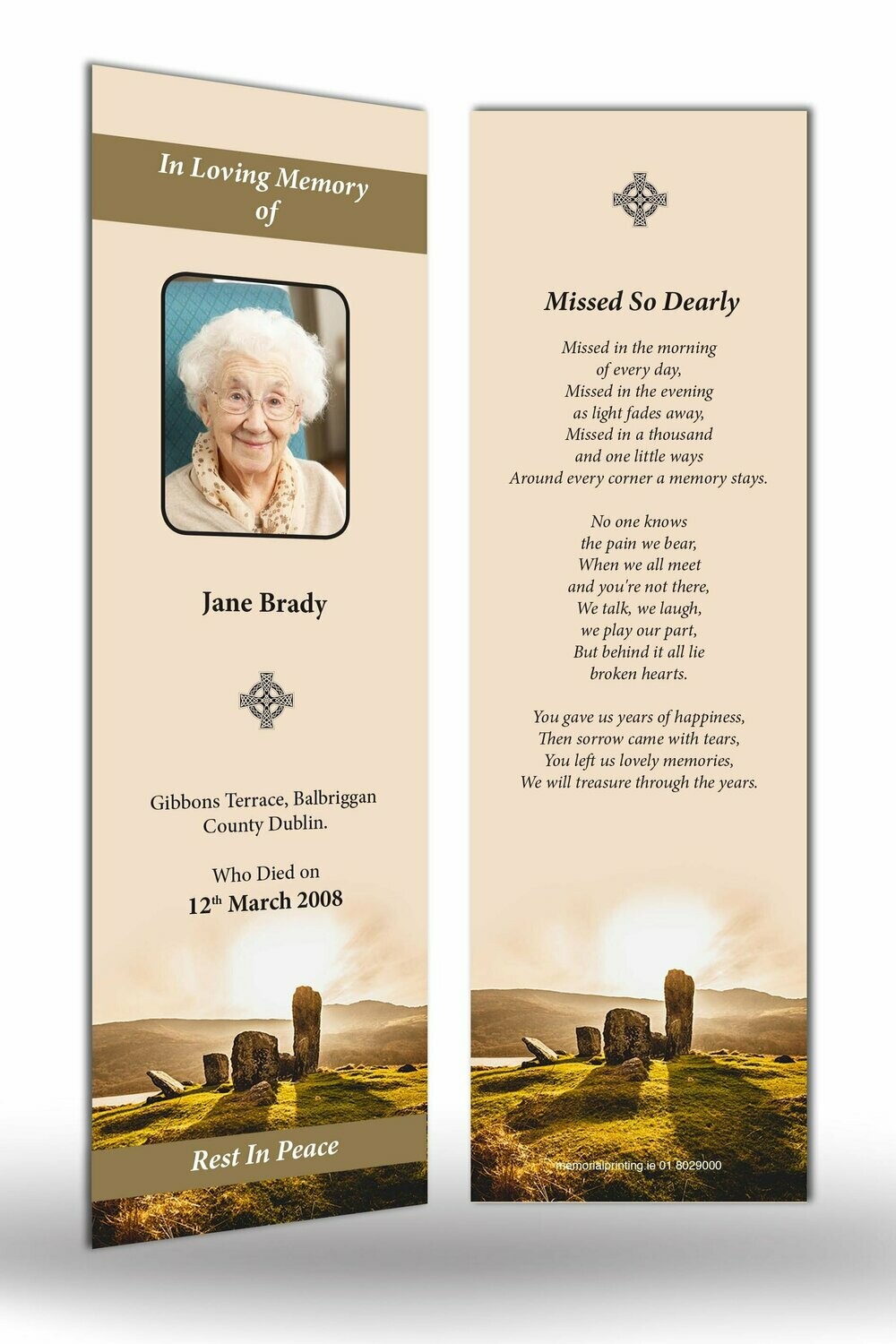 Memorial Bookmark SC MC 19