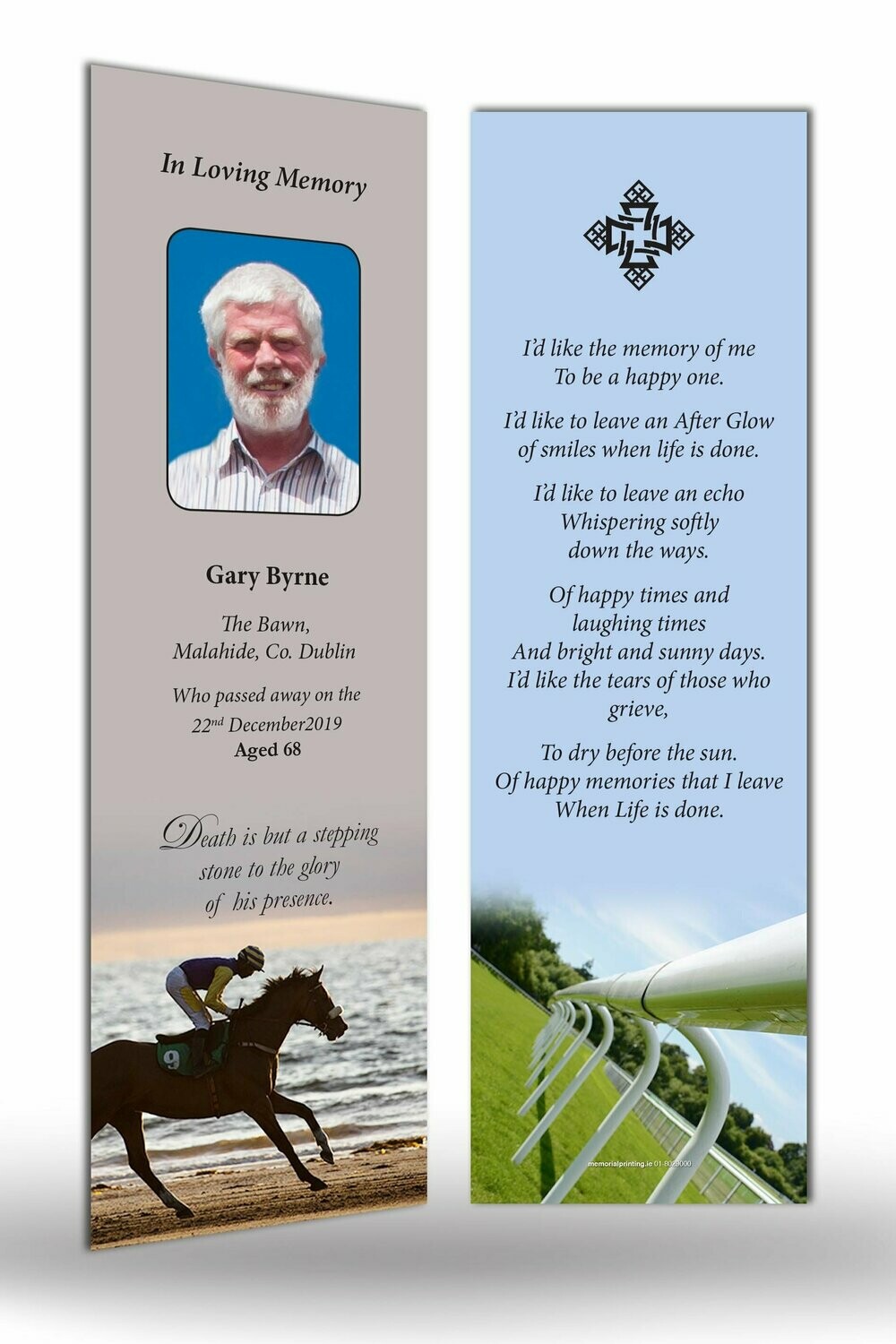 Horse Racing Memorial Bookmark SO SP 05