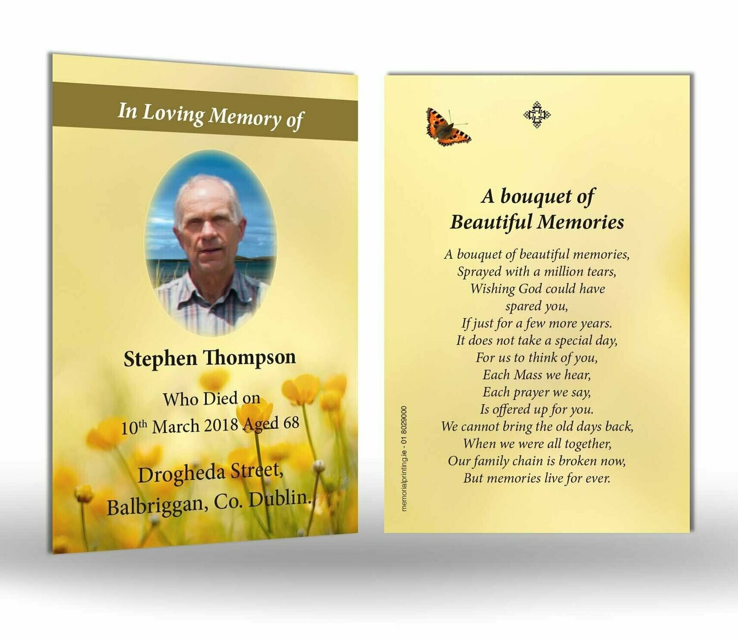 Buttercup Flower Memorial Wallet Card NF IF 02