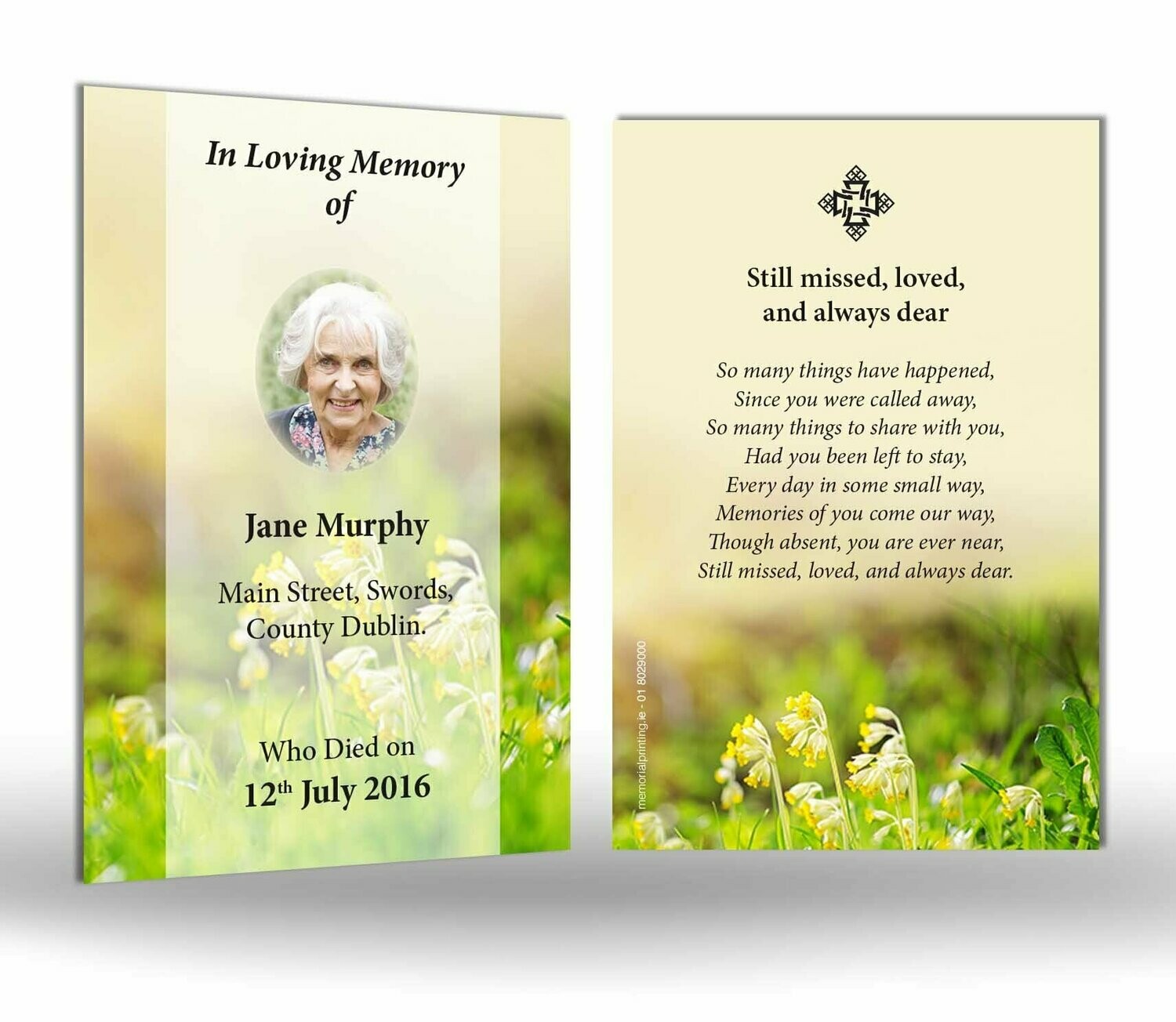 Cowslip Flower Memorial Wallet Card NF IF 06