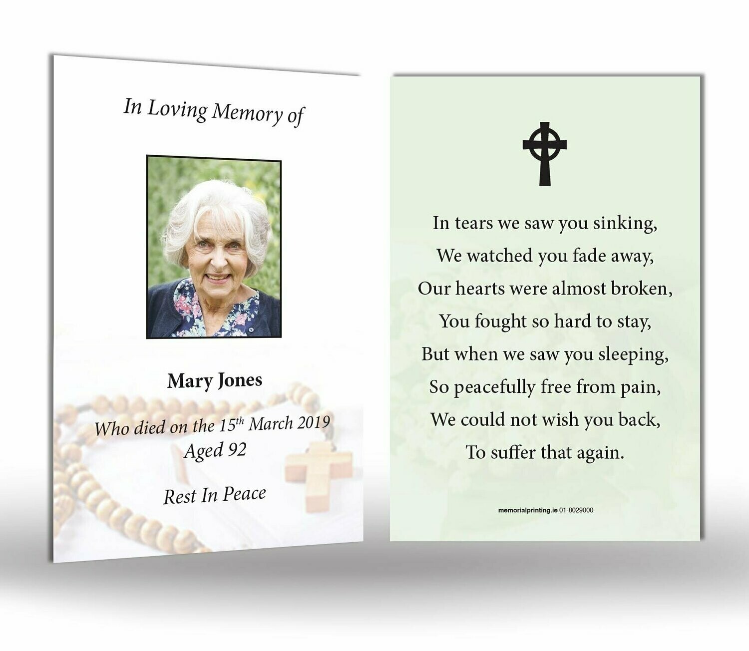 Rosary Beads Memorial Wallet Card RT RE 15