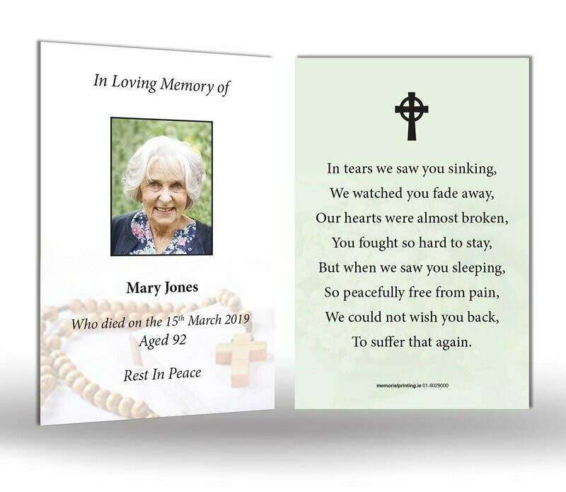 Rosary Beads Memorial Wallet Card RT RE 15