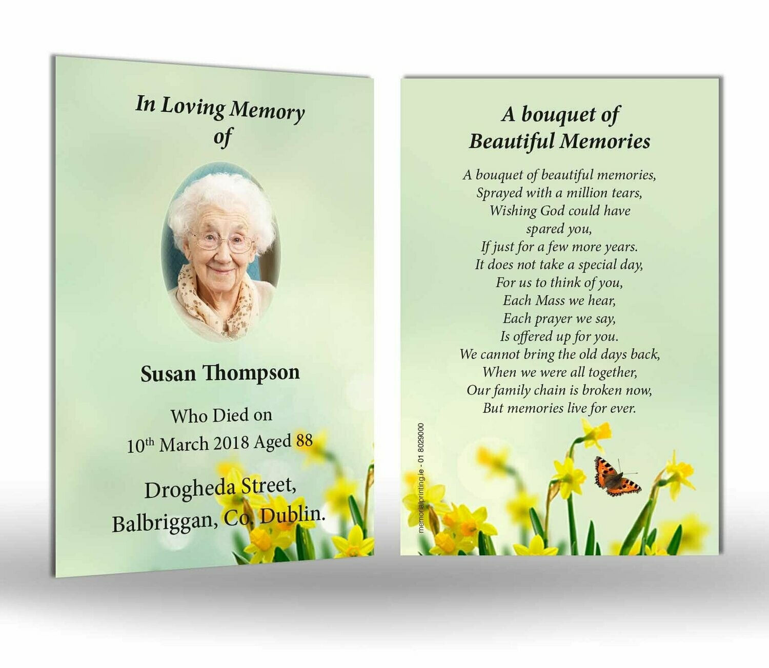 Daffodil/Butterfly Memorial Wallet Card NF IF 03