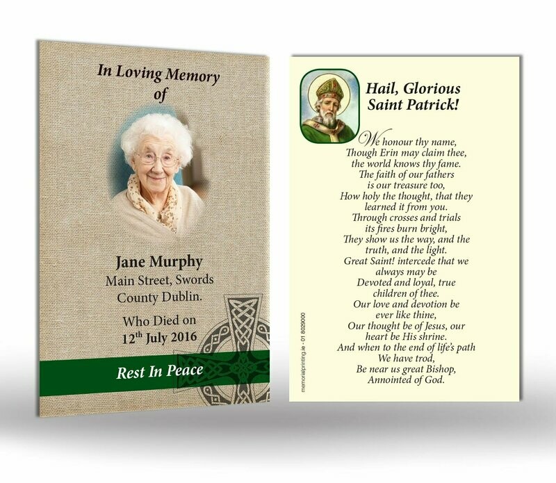 St. Patrick Memorial Wallet Card RT RS 09