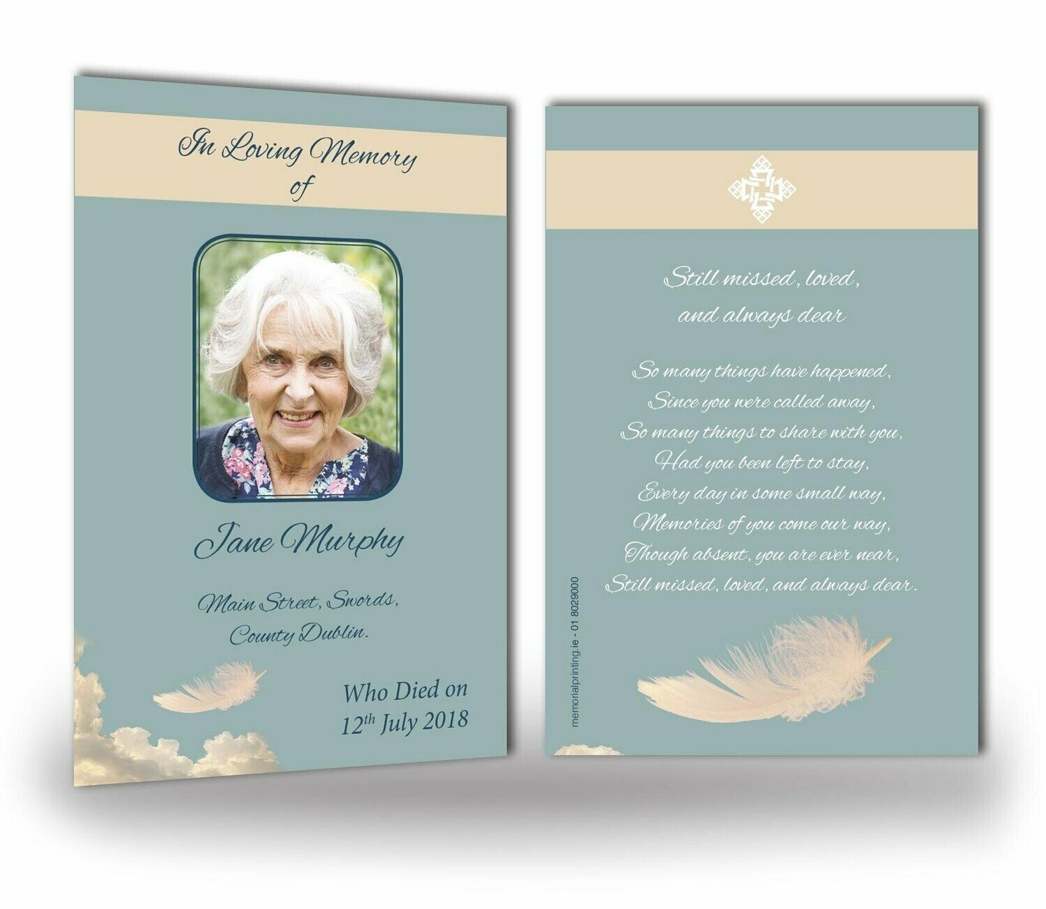 White Feather Memorial Wallet Card NF AN 07
