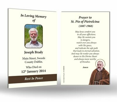 Padre Pio Memorial Wallet Card RT RS 04