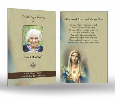 Sacred Heart of Mary Memorial Wallet Card RT RS 02
