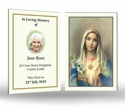 Sacred Heart of Mary Memorial Wallet Card RT TRAD 07