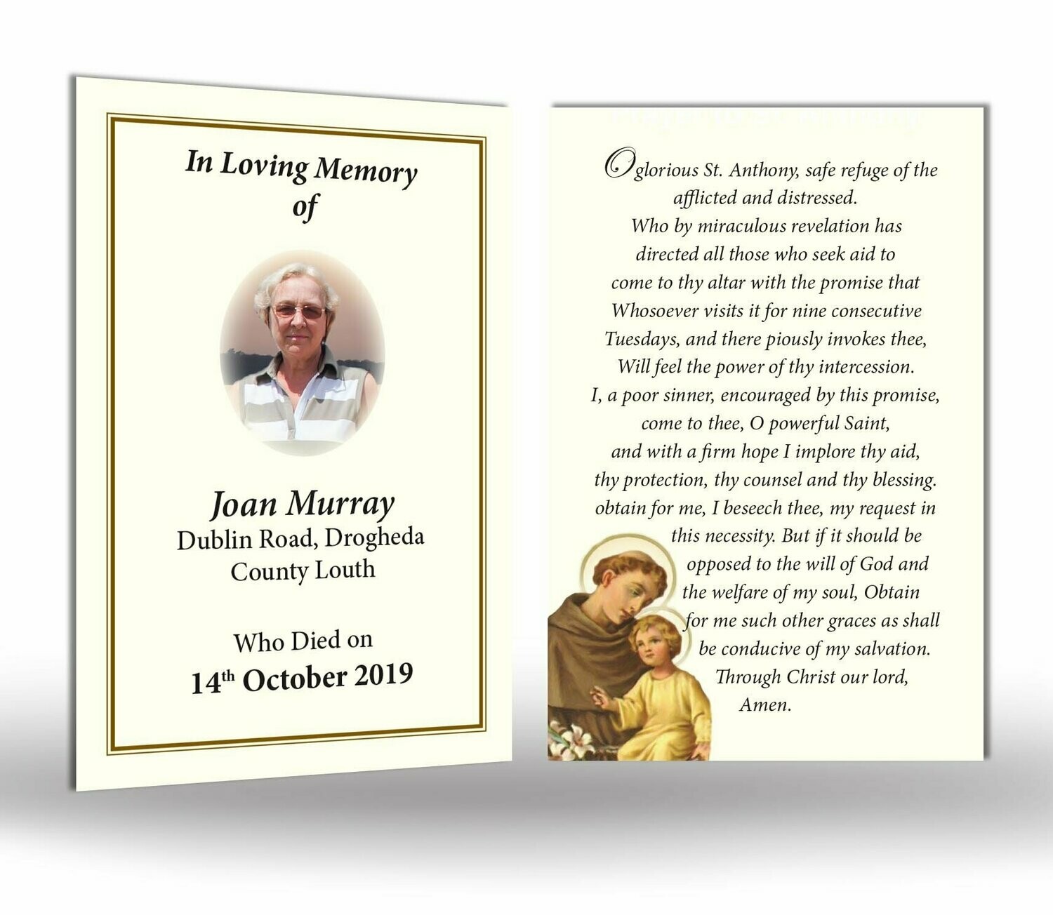 St. Anthony Memorial Wallet Card RT TRAD 01 St. Anthony Memorial Wallet Card RT TRAD 01