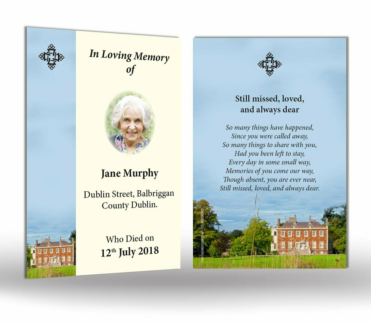 Scenic/Celtic Memorial Wallet Card SC MC 07 Scenic/Celtic Memorial Wallet Card SC MC 07