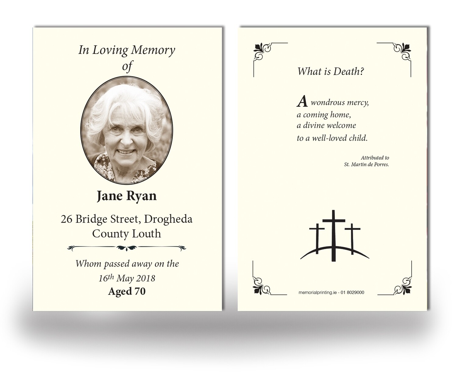 Traditional Memorial Wallet Card RT TRAD 12 Traditional Memorial Wallet Card RT TRAD 12